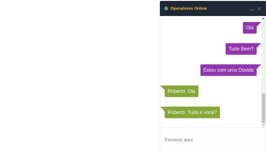 Tela de conversa com cliente no CRM Cria System