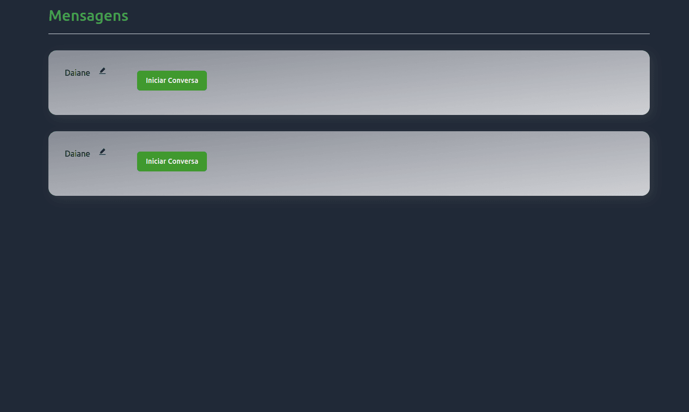 Painel de conversas do chat de atendimento do CRM Cria System